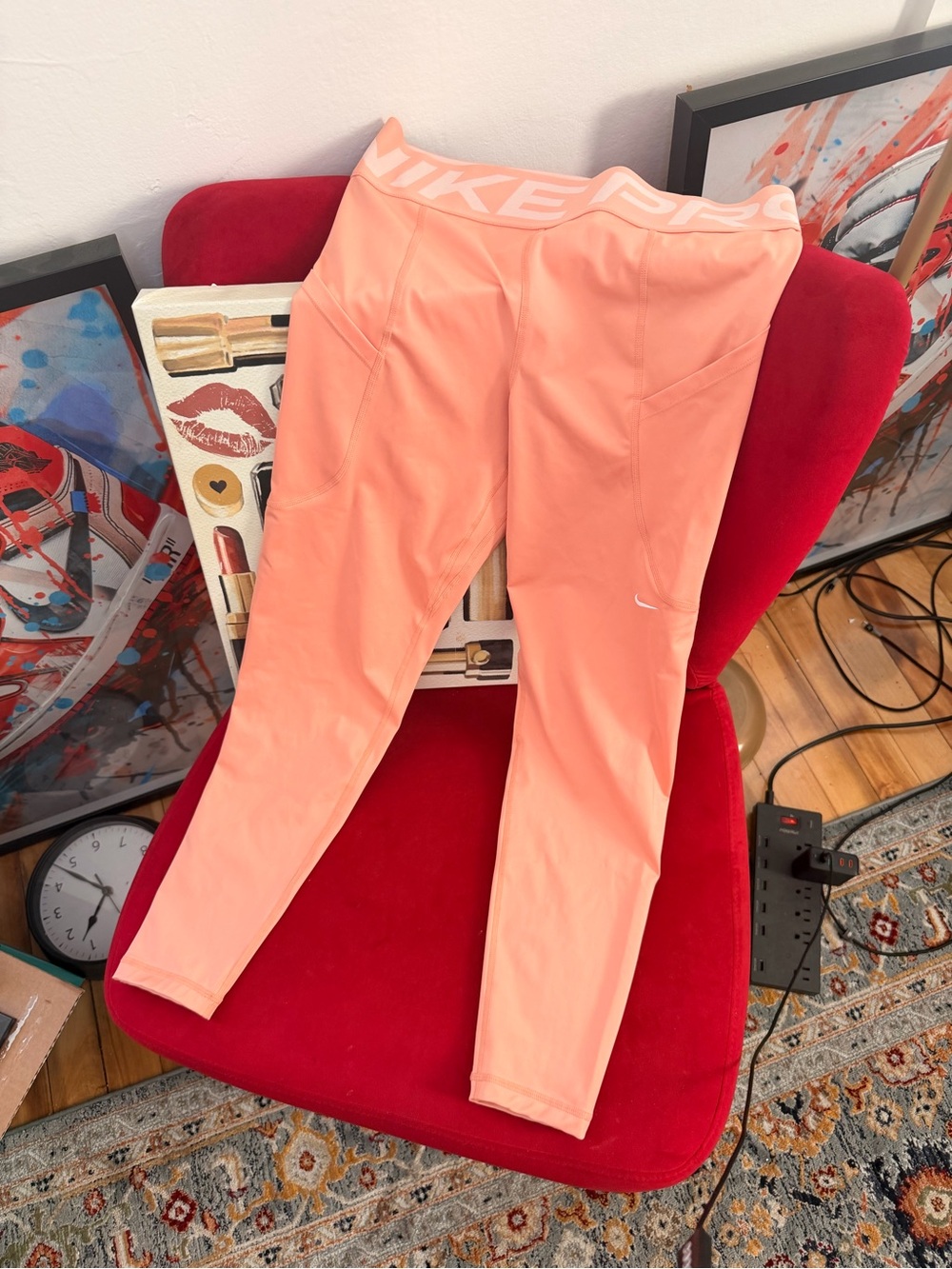 Nike Pro Peach Coral Athletic Leggings